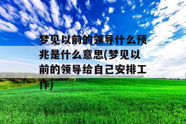 梦见以前的领导什么预兆是什么意思(梦见以前的领导给自己安排工作)