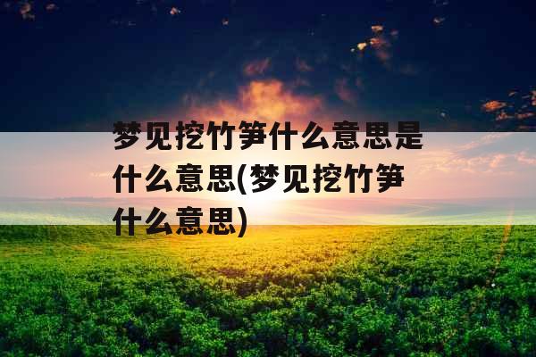 梦见挖竹笋什么意思是什么意思(梦见挖竹笋什么意思)