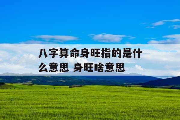 八字算命身旺指的是什么意思 身旺啥意思