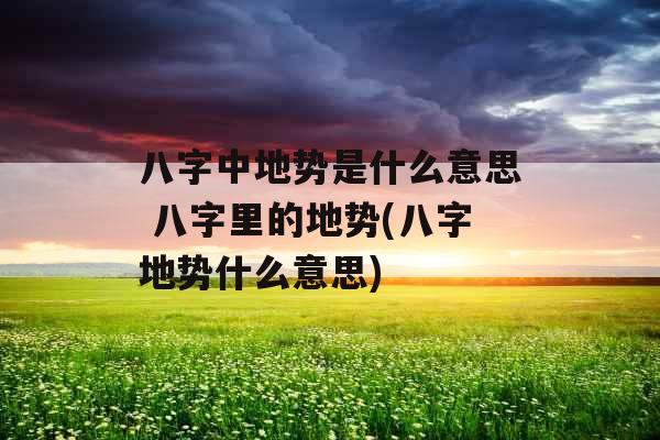 八字中地势是什么意思 八字里的地势(八字地势什么意思)