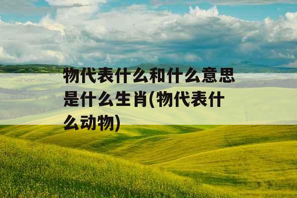 物代表什么和什么意思是什么生肖(物代表什么动物)