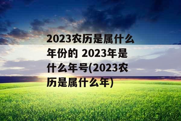 2023农历是属什么年份的 2023年是什么年号(2023农历是属什么年)