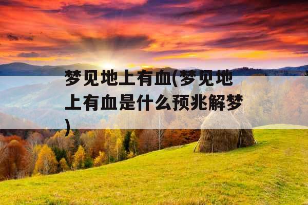 梦见地上有血(梦见地上有血是什么预兆解梦)
