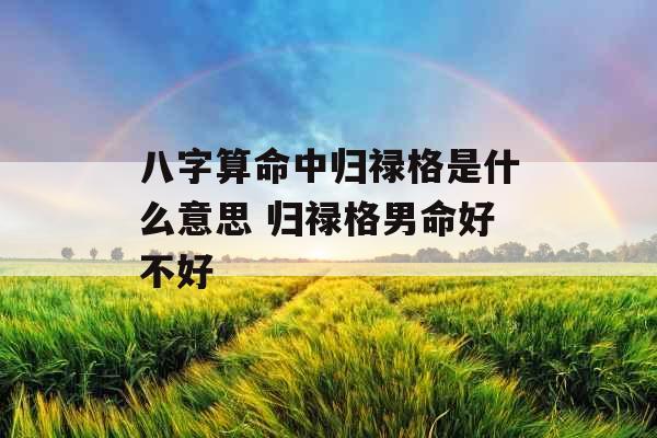 八字算命中归禄格是什么意思 归禄格男命好不好