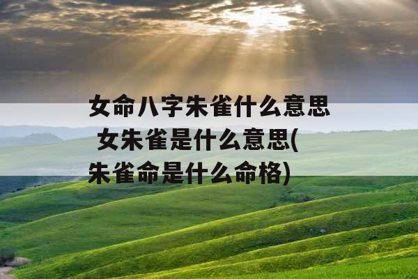 女命八字朱雀什么意思 女朱雀是什么意思(朱雀命是什么命格)