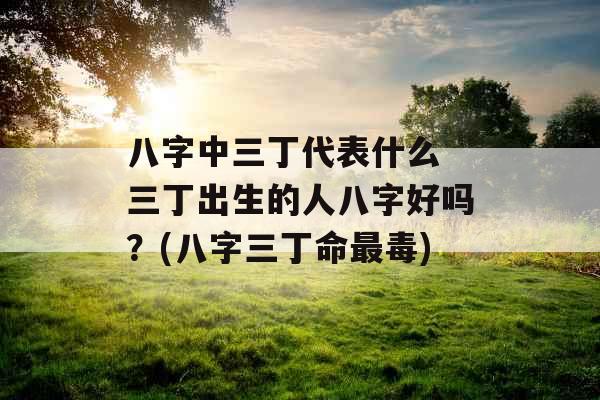 八字中三丁代表什么 三丁出生的人八字好吗？(八字三丁命最毒)
