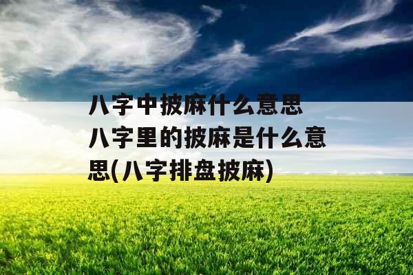 八字中披麻什么意思 八字里的披麻是什么意思(八字排盘披麻)