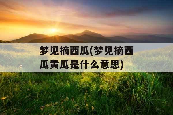 梦见摘西瓜(梦见摘西瓜黄瓜是什么意思)