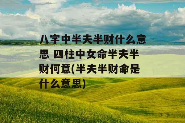 八字中半夫半财什么意思 四柱中女命半夫半财何意(半夫半财命是什么意思)