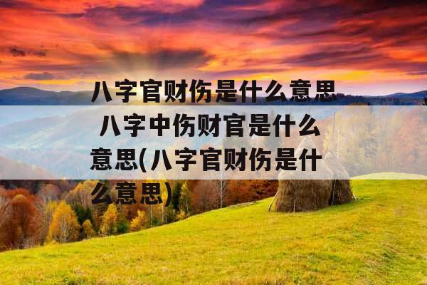 八字官财伤是什么意思 八字中伤财官是什么意思(八字官财伤是什么意思)