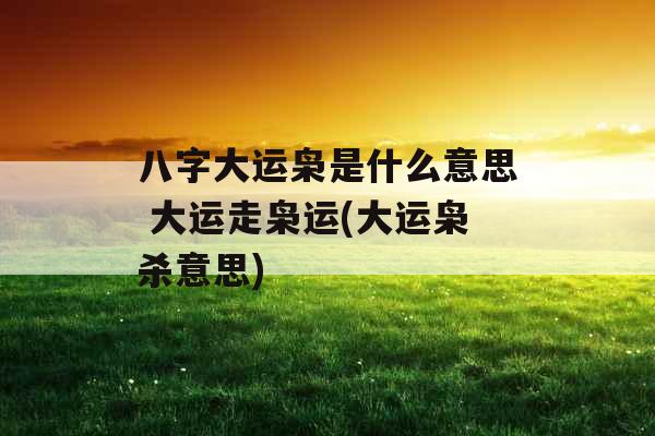 八字大运枭是什么意思 大运走枭运(大运枭杀意思)
