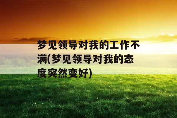 梦见领导对我的工作不满(梦见领导对我的态度突然变好)
