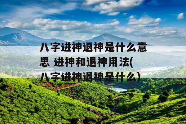 八字进神退神是什么意思 进神和退神用法(八字进神退神是什么)