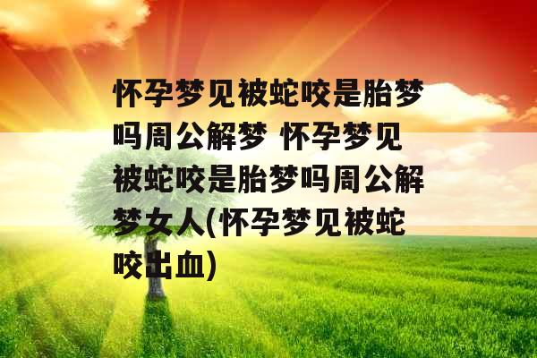 怀孕梦见被蛇咬是胎梦吗周公解梦 怀孕梦见被蛇咬是胎梦吗周公解梦女人(怀孕梦见被蛇咬出血)