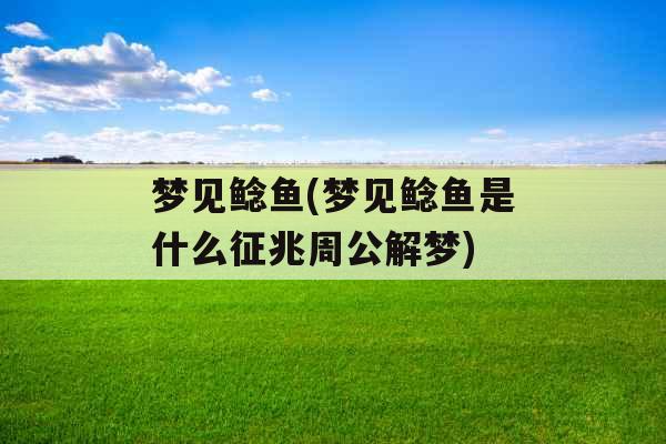 梦见鲶鱼(梦见鲶鱼是什么征兆周公解梦)