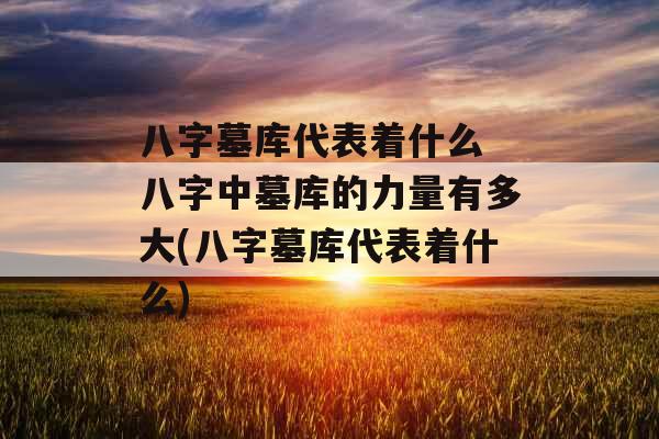 八字墓库代表着什么 八字中墓库的力量有多大(八字墓库代表着什么)