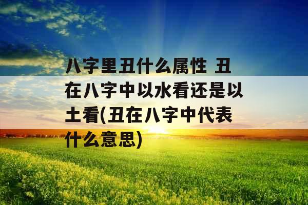 八字里丑什么属性 丑在八字中以水看还是以土看(丑在八字中代表什么意思)