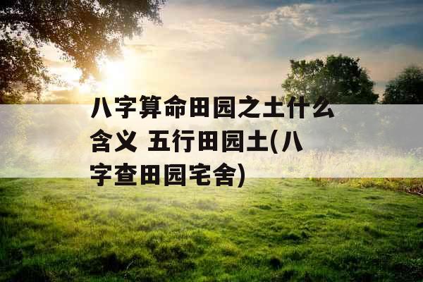 八字算命田园之土什么含义 五行田园土(八字查田园宅舍)