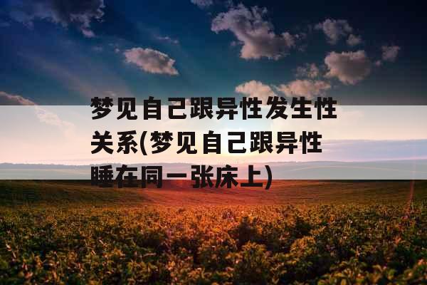梦见自己跟异性发生性关系(梦见自己跟异性睡在同一张床上)