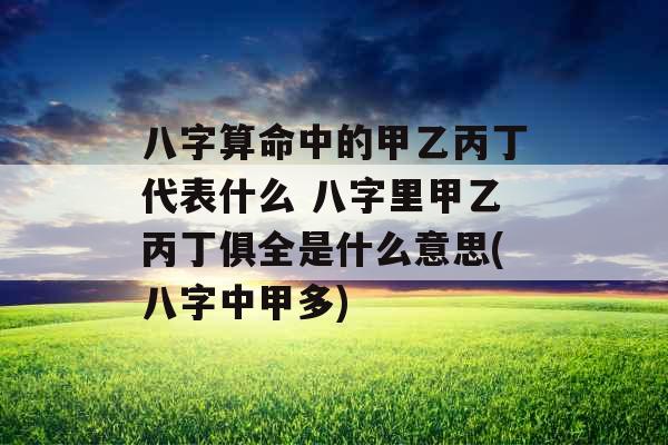 八字算命中的甲乙丙丁代表什么 八字里甲乙丙丁俱全是什么意思(八字中甲多)