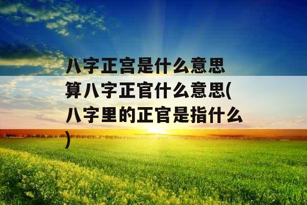 八字正宫是什么意思 算八字正官什么意思(八字里的正官是指什么)