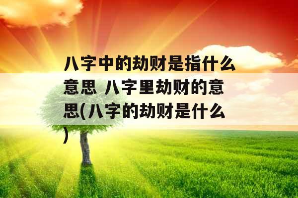 八字中的劫财是指什么意思 八字里劫财的意思(八字的劫财是什么)