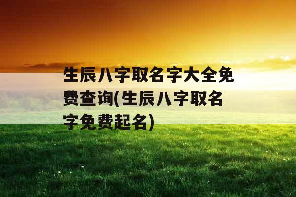 生辰八字取名字大全免费查询(生辰八字取名字免费起名)