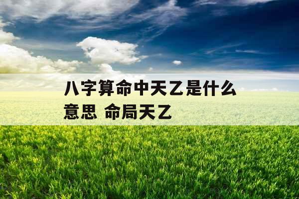 八字算命中天乙是什么意思 命局天乙