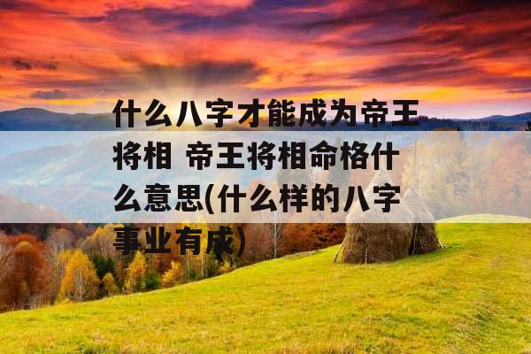 什么八字才能成为帝王将相 帝王将相命格什么意思(什么样的八字事业有成)