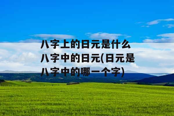 八字上的日元是什么 八字中的日元(日元是八字中的哪一个字)