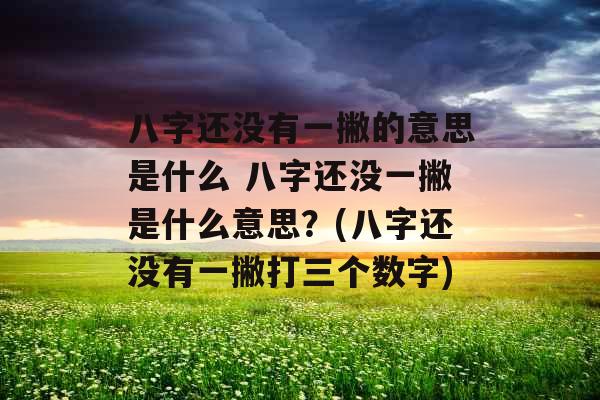 八字还没有一撇的意思是什么 八字还没一撇是什么意思？(八字还没有一撇打三个数字)