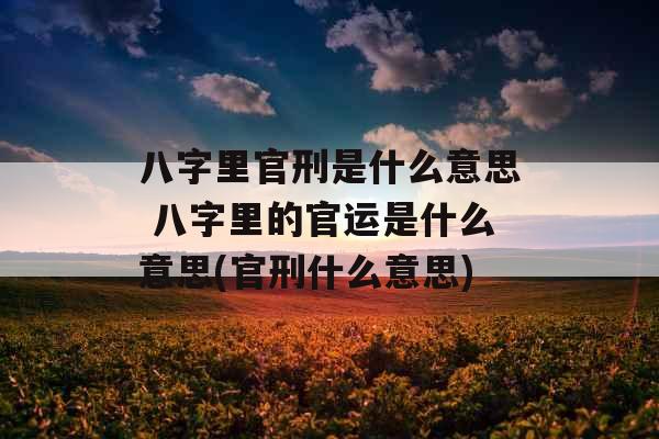 八字里官刑是什么意思 八字里的官运是什么意思(官刑什么意思)