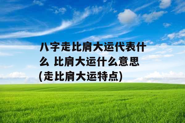 八字走比肩大运代表什么 比肩大运什么意思(走比肩大运特点)