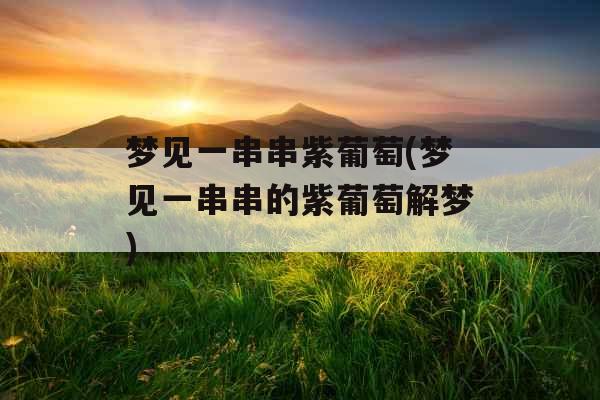 梦见一串串紫葡萄(梦见一串串的紫葡萄解梦)