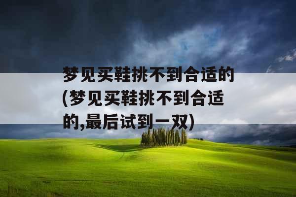 梦见买鞋挑不到合适的(梦见买鞋挑不到合适的,最后试到一双) 梦见买鞋挑不到合适的(梦见买鞋挑不到合适的,最后试到一双)