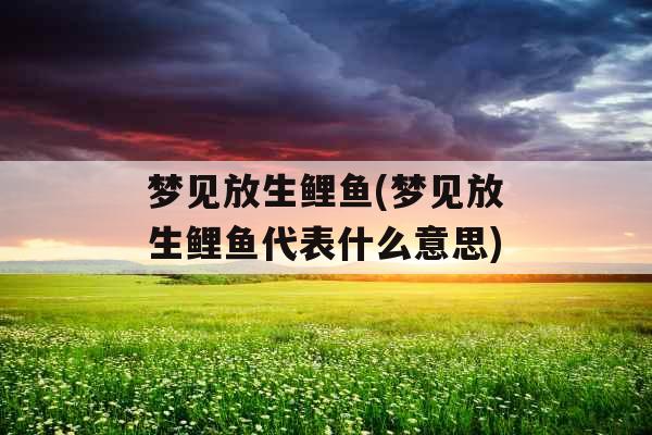 梦见放生鲤鱼(梦见放生鲤鱼代表什么意思)