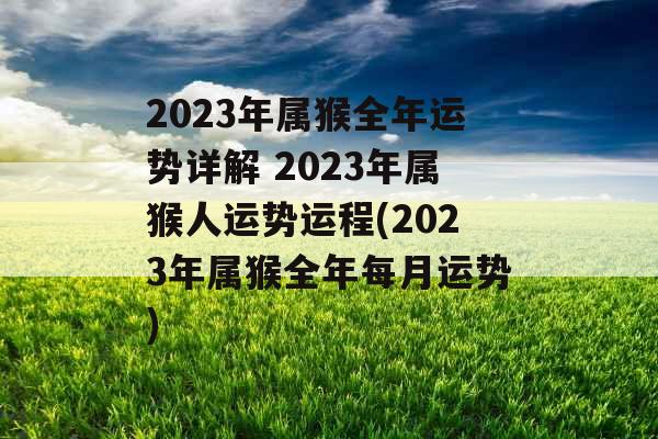 2023年属猴全年运势详解 2023年属猴人运势运程(2023年属猴全年每月运势)