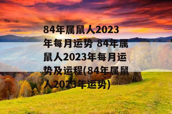 84年属鼠人2023年每月运势 84年属鼠人2023年每月运势及运程(84年属鼠人2023年运势)