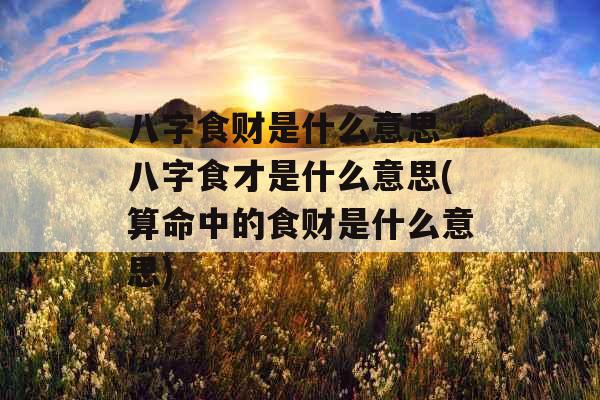 八字食财是什么意思 八字食才是什么意思(算命中的食财是什么意思)
