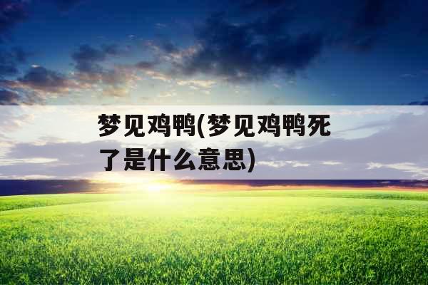 梦见鸡鸭(梦见鸡鸭死了是什么意思)