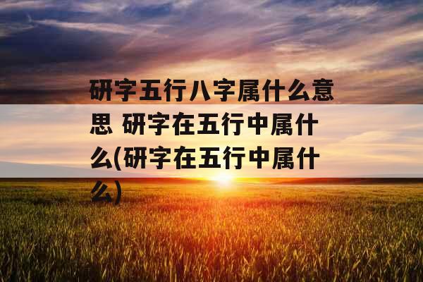 研字五行八字属什么意思 研字在五行中属什么(研字在五行中属什么)