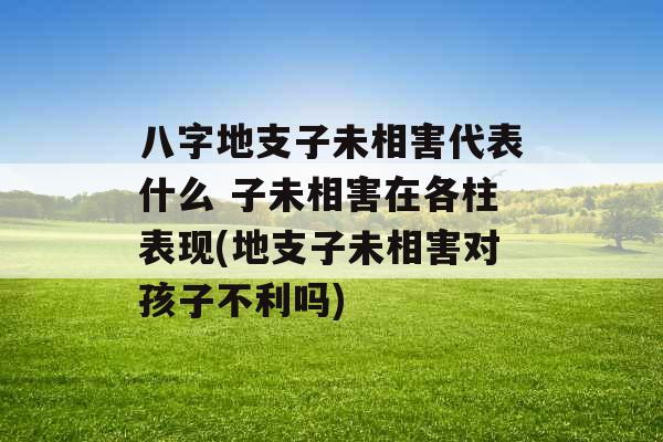 八字地支子未相害代表什么 子未相害在各柱表现(地支子未相害对孩子不利吗)