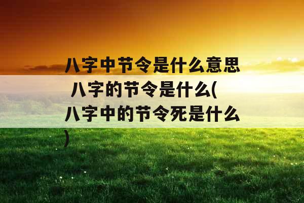 八字中节令是什么意思 八字的节令是什么(八字中的节令死是什么)