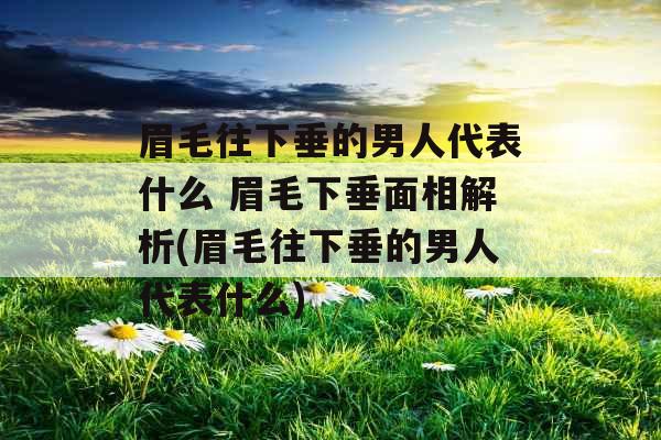 眉毛往下垂的男人代表什么 眉毛下垂面相解析(眉毛往下垂的男人代表什么)