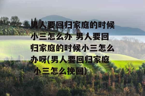 男人要回归家庭的时候小三怎么办 男人要回归家庭的时候小三怎么办呀(男人要回归家庭 小三怎么挽回)