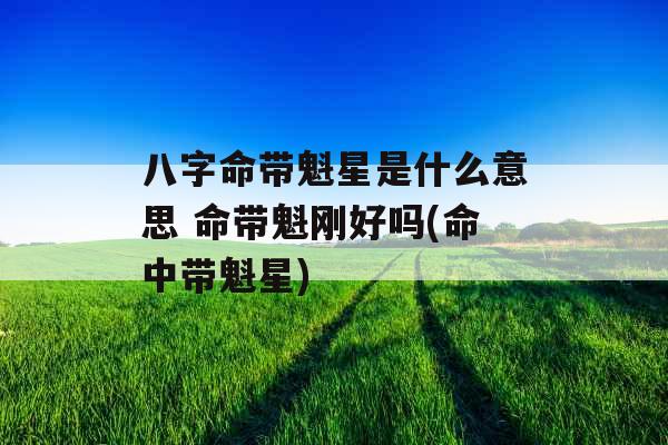 八字命带魁星是什么意思 命带魁刚好吗(命中带魁星)