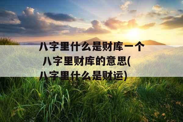 八字里什么是财库一个 八字里财库的意思(八字里什么是财运)