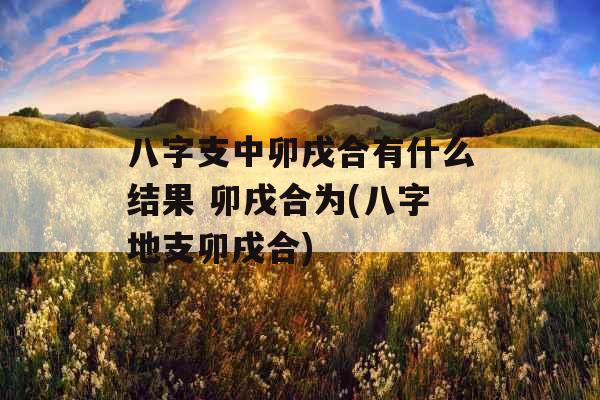 八字支中卯戌合有什么结果 卯戌合为(八字地支卯戌合)