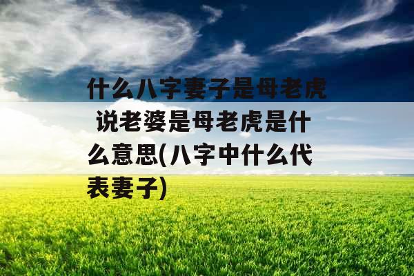 什么八字妻子是母老虎 说老婆是母老虎是什么意思(八字中什么代表妻子)