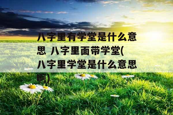八字里有学堂是什么意思 八字里面带学堂(八字里学堂是什么意思啊)
